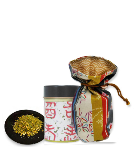 My七味袋(花ちらし(黄色系))と 千代の缶・柚七味5gセット